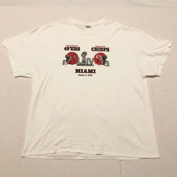 2020 Super  Bowl Shirt LIV 54 49ers Chiefs Miami NFL T Shirt 3XL - Picture 1 of 14